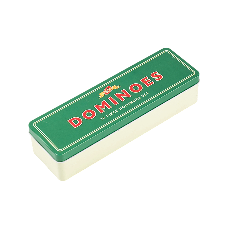 Klasické dvojité šesť domino so zelenou a bielym železným boxom