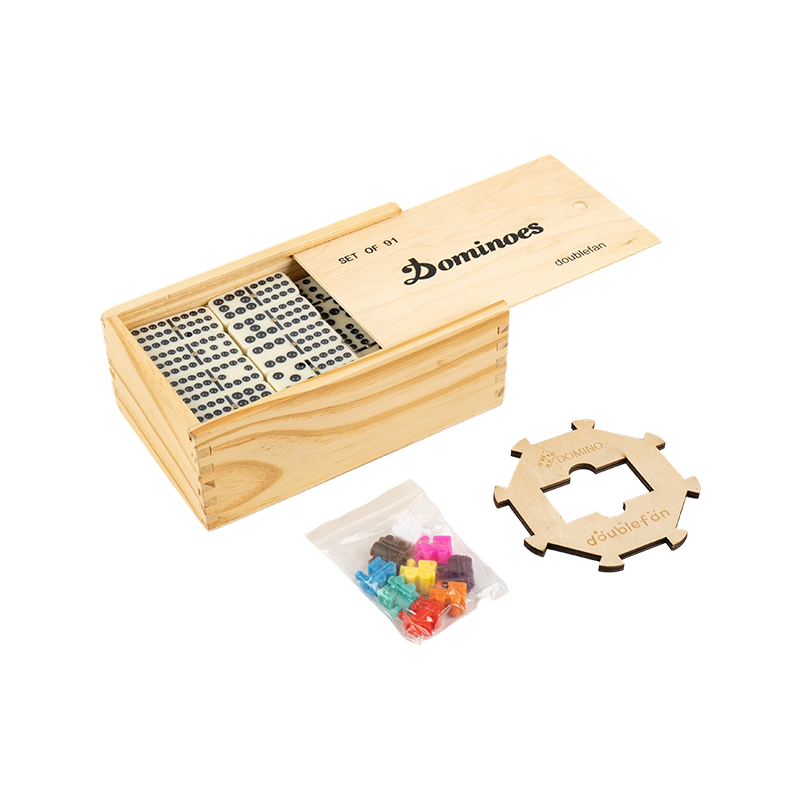 Prírodná drevená škatuľka dvojitá dvanásť domino
